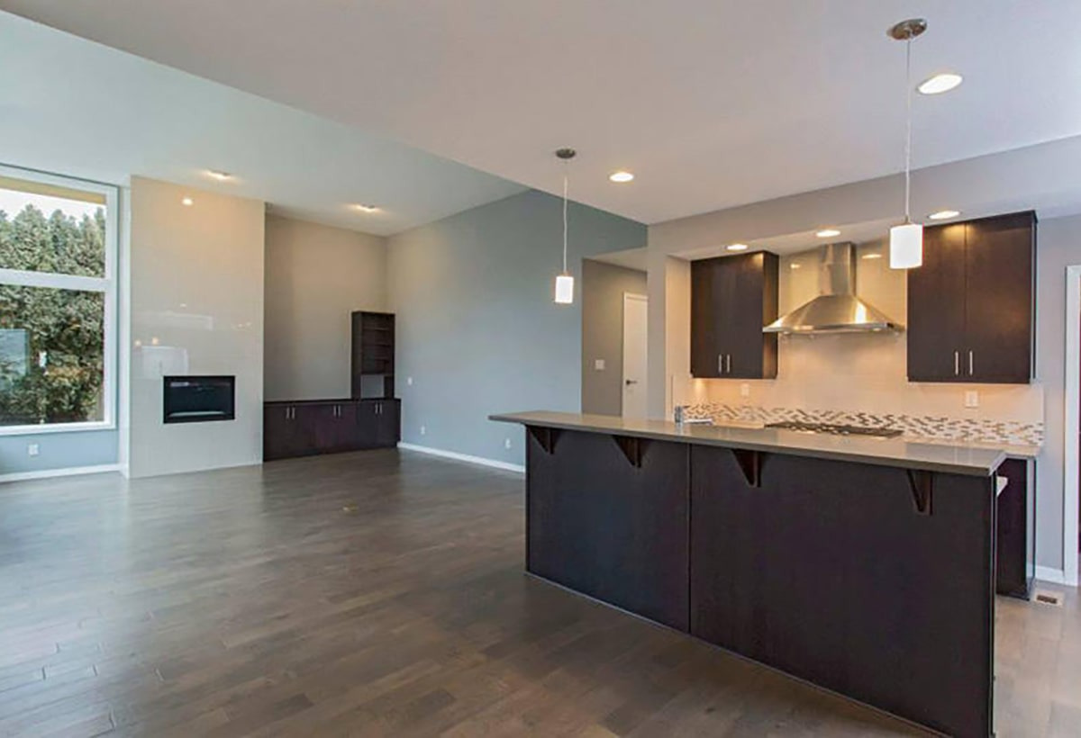 Kitchen island — New home in an established neighborhood