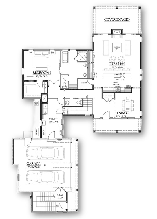 Main floor plan — Modern Farmhouse with Valuable ADU