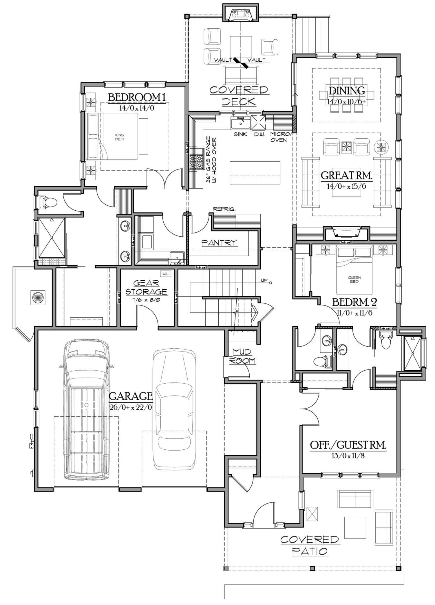 Main floor plan — Farmhouse for Clients with Modern Taste