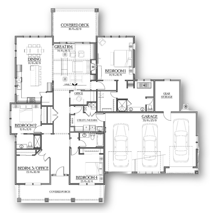 Floor plan — Single Level Modern Craftsman
