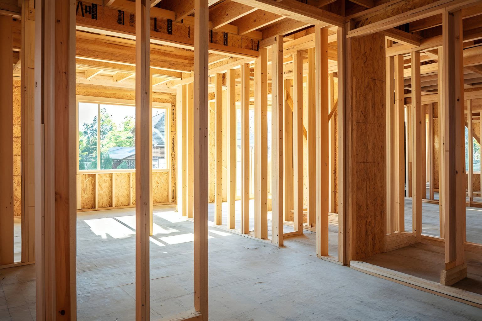 Interior framing of a Lifestyle Homes custom home under construction